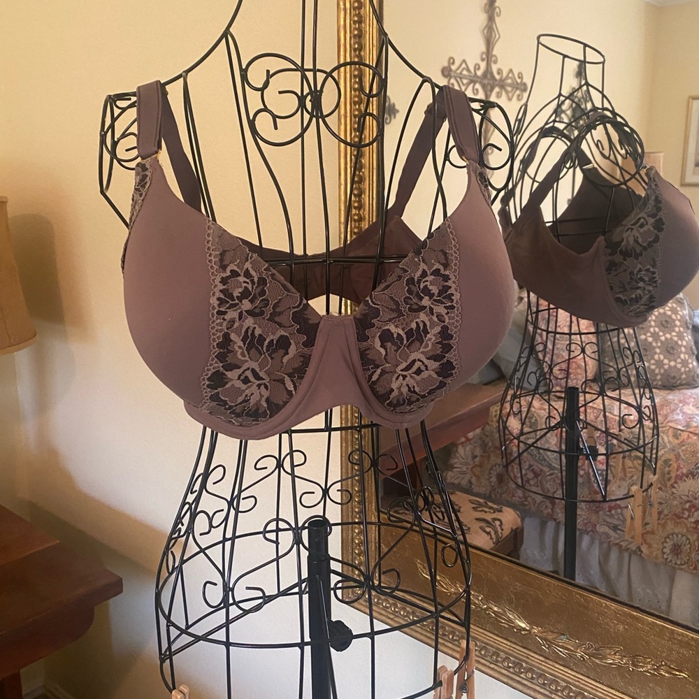 Elegant Lace Trim Bra in dark gray